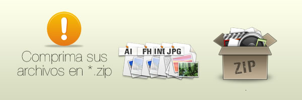 Comprima sus archivos en formto *.zip para facilitar su envío